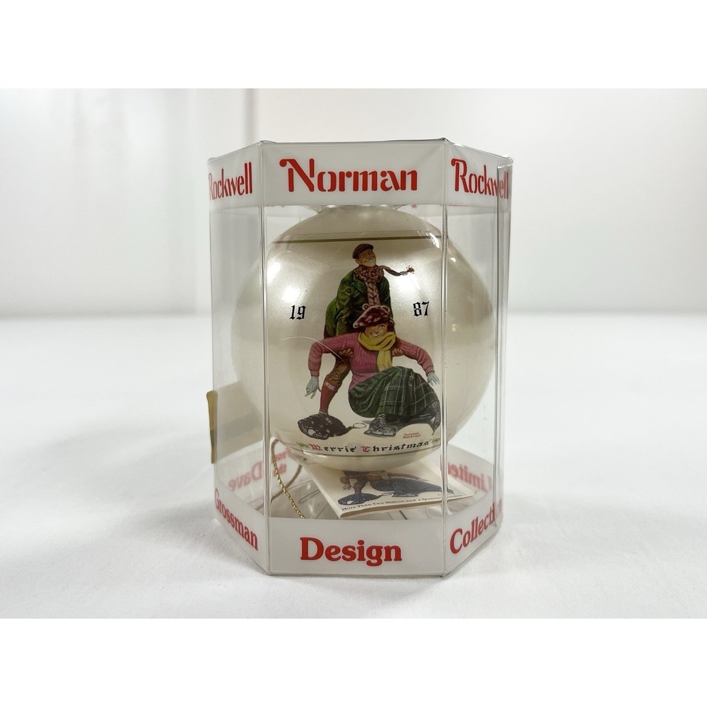 New Vintage 1987 Norman Rockwell Ice Skaters Christmas Ornament 13th Ltd Ed 51